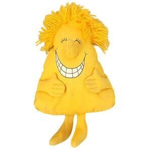 Hallmark Vintage 1986 Button Buddies Yellow Bean Bag Plush Toy Doll Yellow Stitc